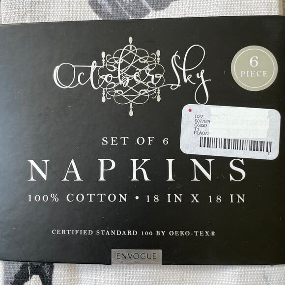 Halloween Ghost Pumpkin Cotton Napkins Set of 6 White Black Gray Spooky NEW - Picture 11 of 12